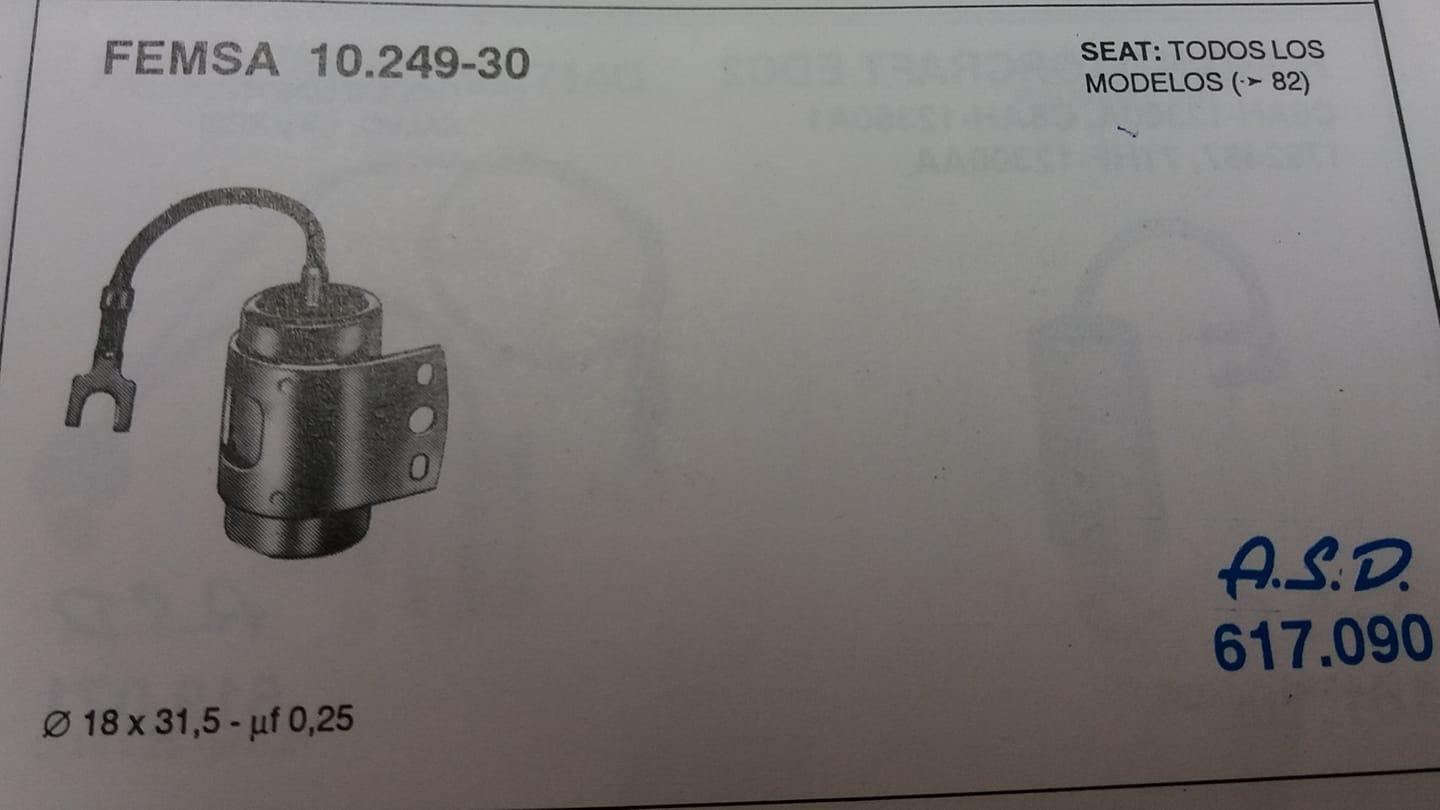 CONDENSADOR DELCO SEAT TODOS (-82) ASD 617090 =10249-30